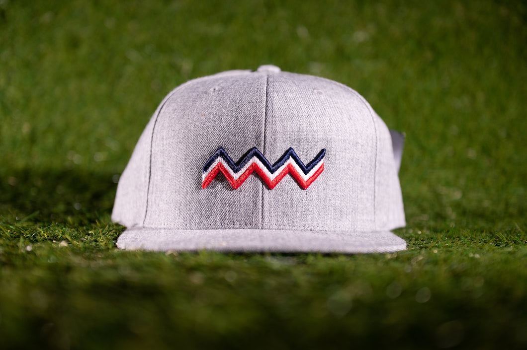 'Wave Logo' Premium Snapback | Heather Grey