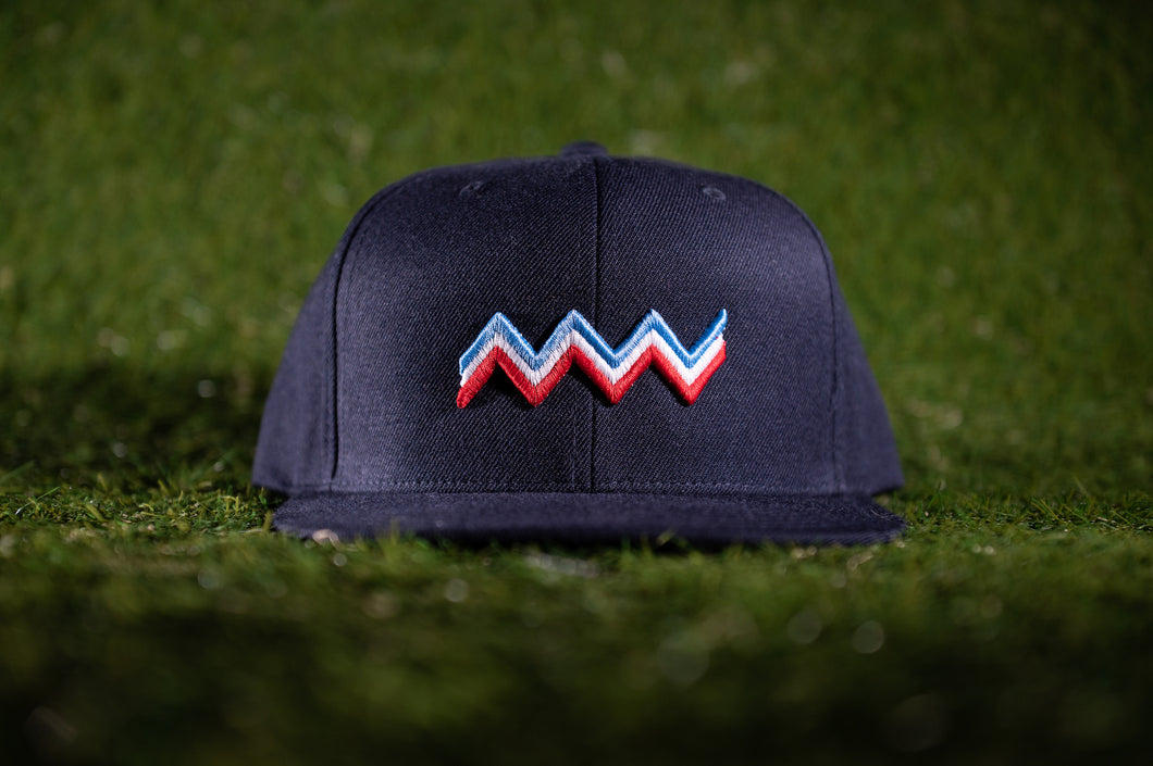 'Wave Logo' Premium Snapback | Navy